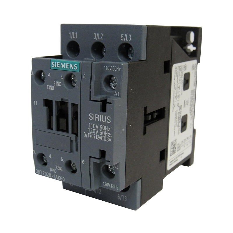 SIEMENS SIEMENS 3RT20281AK60 Sirius 3 Pole 38 AMP 120 Volt AC CONTACTOR  1NO1NC Auxiliary Contact  - Image 1
