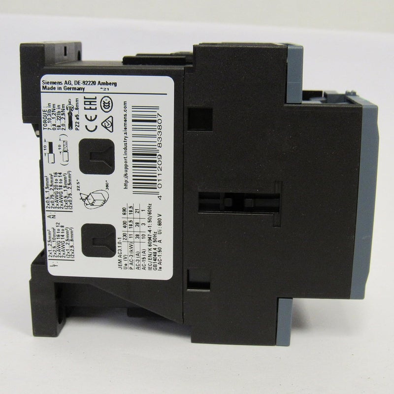 SIEMENS SIEMENS 3RT20281AK60 Sirius 3 Pole 38 AMP 120 Volt AC CONTACTOR  1NO1NC Auxiliary Contact  - Image 2