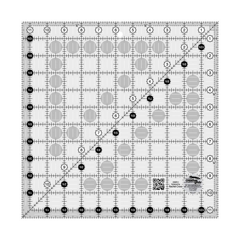 Creative Grids Quilt Ruler 11-1/2in x 11-1/2in Square – CGR11 – Made in USA, Non-Slip Grip Acrylic Quilting, Sewing, Crafting, Patchwork Ruler for Measuring & Cutting Fabric - Image 4