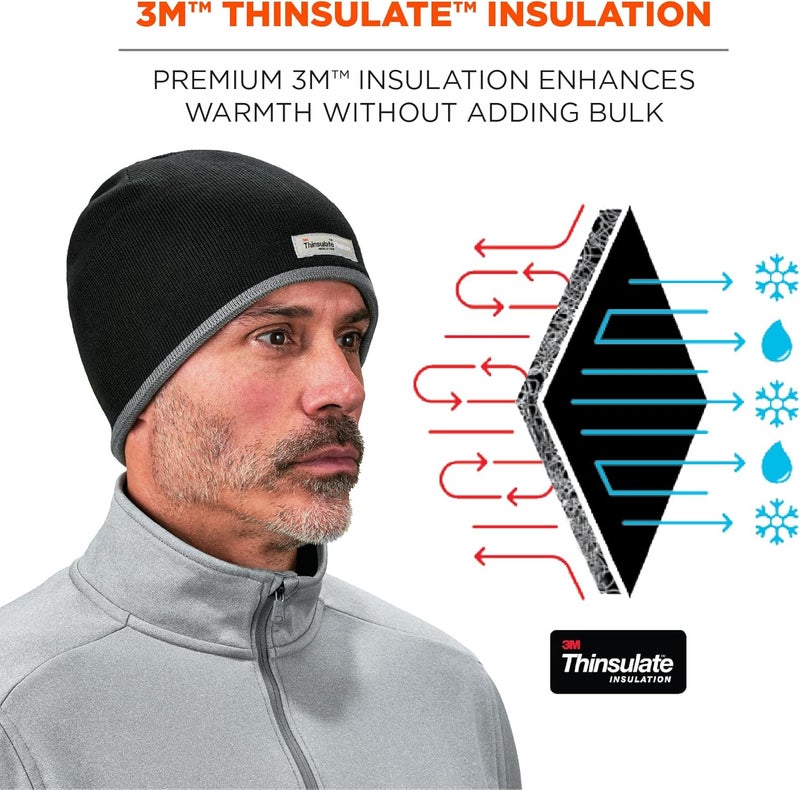 Ergodyne Ergodyne  16818 NFerno 6818 Insulated Thermal Knit Beanie HatBlack - Image 3