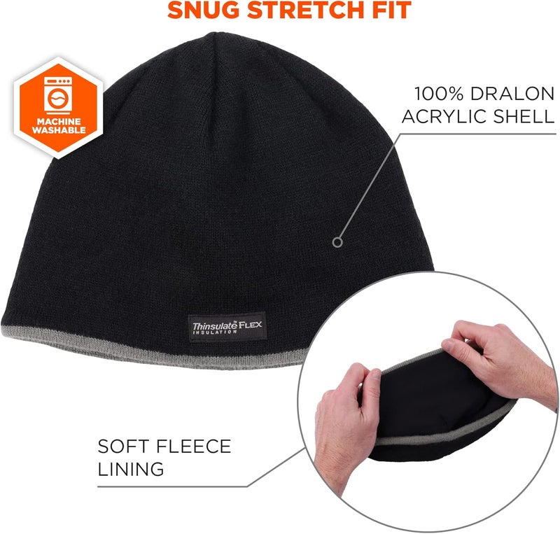 Ergodyne Ergodyne  16818 NFerno 6818 Insulated Thermal Knit Beanie HatBlack - Image 4