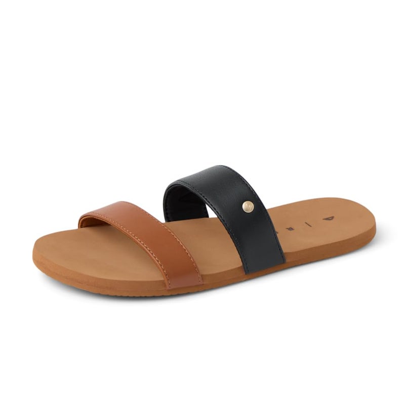 REEF Bliss Nights Eliana Womens Slide Sandal, Super Lightweight and Soft Footbed, Black/Cafe Duo, 6 - Image 1