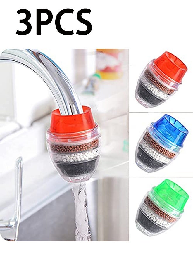 3 Pack Faucet Mount Filters,Faucet Water Filter Purifier Kitchen Tap Filtration Activated Carbon Removes Chlorine Fluoride Heavy Metals Hard Water for Home Kitchen Bathroom - Image 1