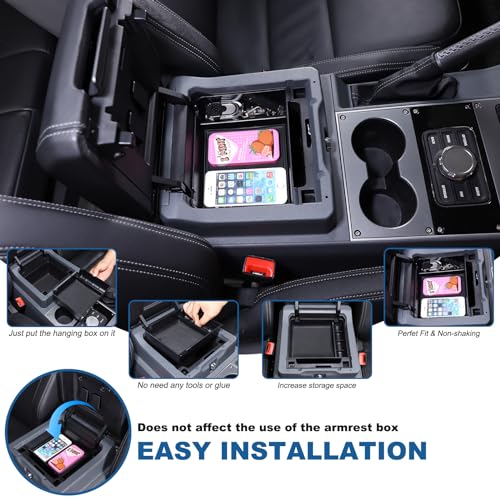 Bekantogy Car Armrest Storage Box Tray Compatible with INEOS Grenadier 2022 2023 2024 2025 Center Console Armrest Organizer Storage Box Tray With Anti-Slip Mat ABS Accessories - Image 5