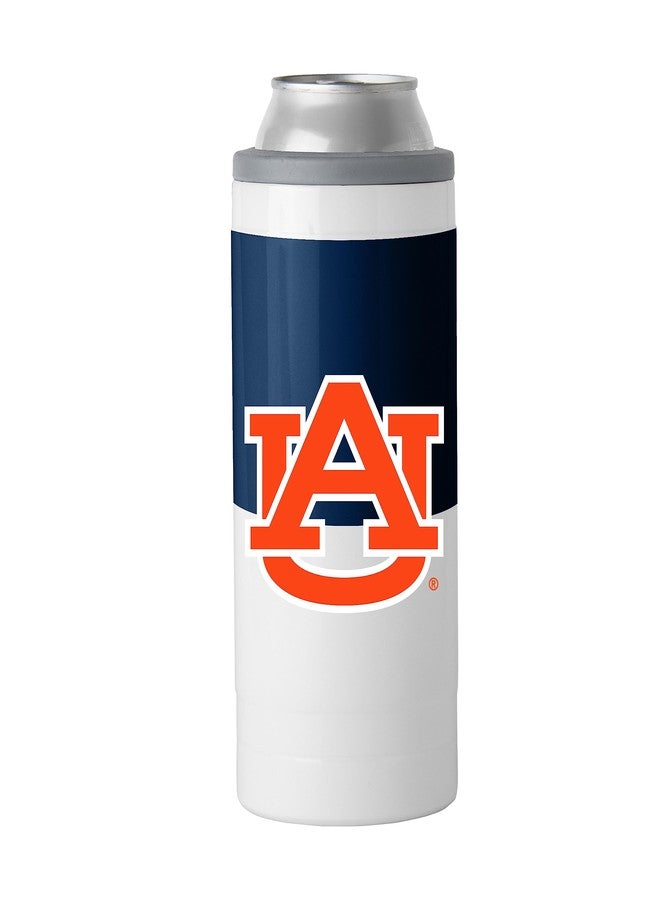 Logo Brands NCAA Auburn Tigers 12oz Colorblock Slim Can Coolie - Stainless Steel, Double-Wall Insulated, Removable Rim for Cocktail Tumbler Use - Image 1
