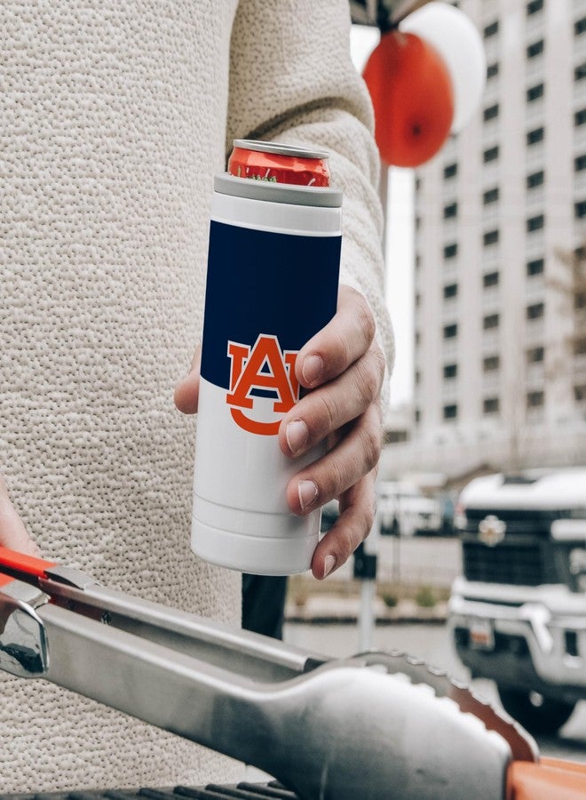 Logo Brands NCAA Auburn Tigers 12oz Colorblock Slim Can Coolie - Stainless Steel, Double-Wall Insulated, Removable Rim for Cocktail Tumbler Use - Image 2