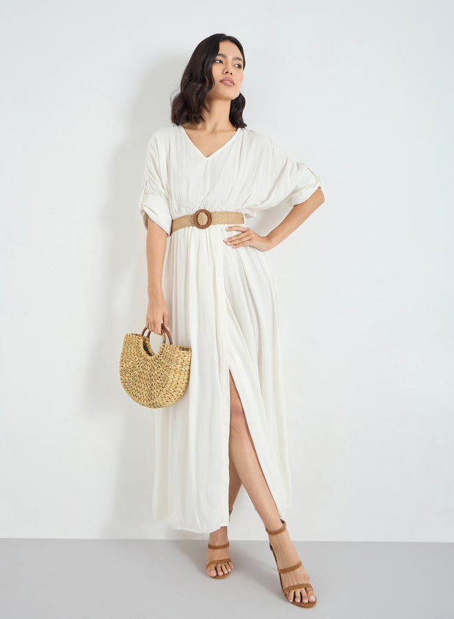 Styli White Belted Maxi Dress - Image 2