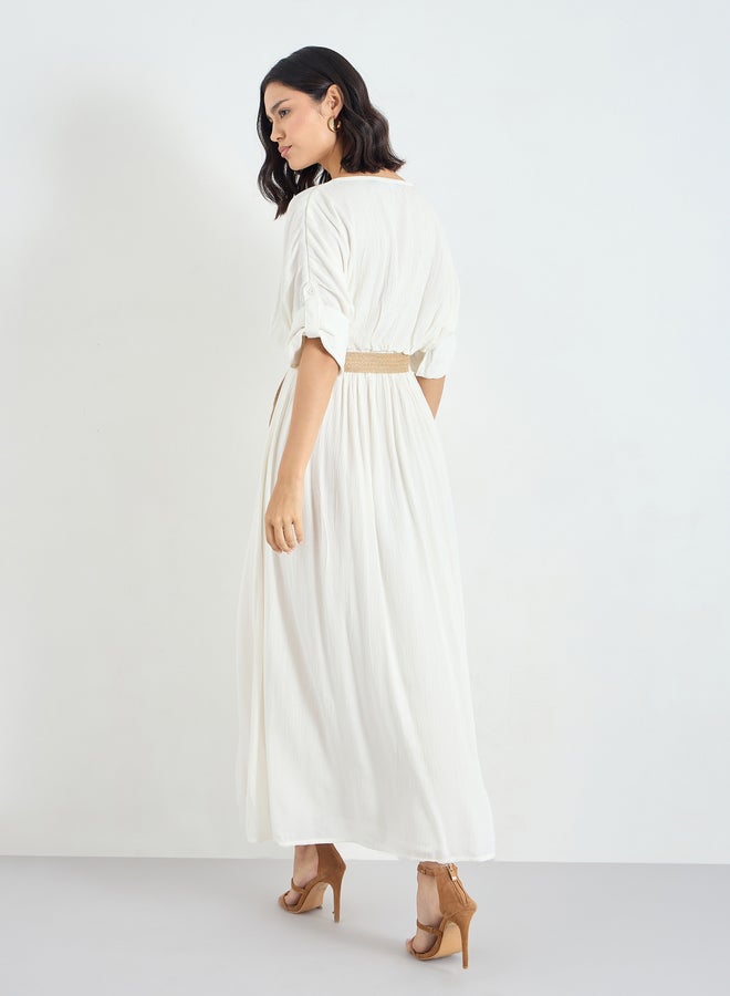 Styli White Belted Maxi Dress - Image 5