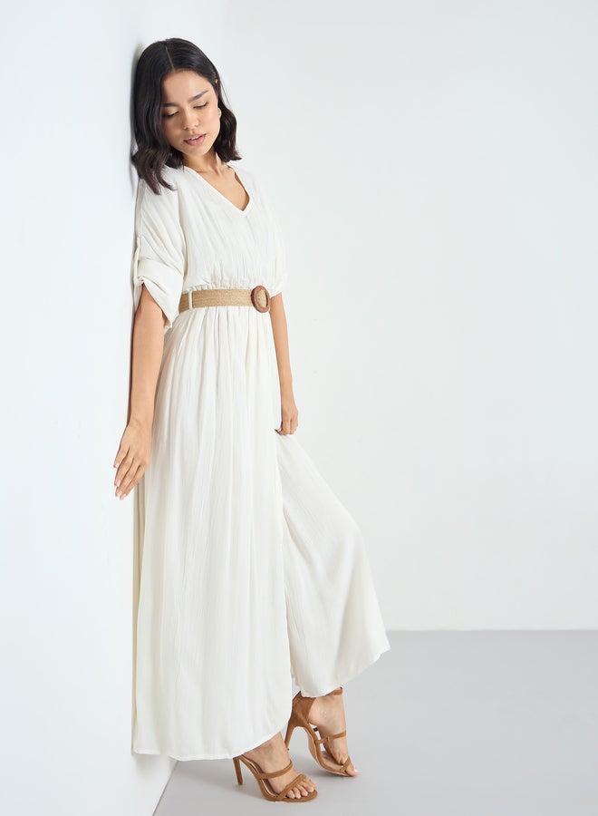 Styli White Belted Maxi Dress - Image 1