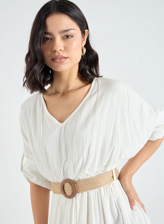 Styli White Belted Maxi Dress - Image 4