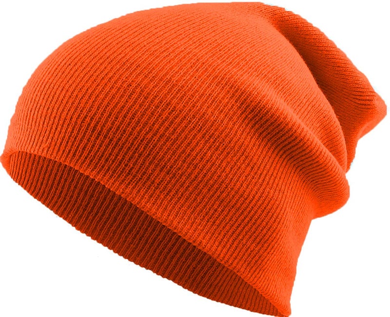 THE BLAZZE 2015 Winter Beanie Knit Hats for Men & Women - Oversized Long Slouch Beanie Cap - Warm & Soft Cold Weather Toboggan Caps (Pack Of 1, Orange) - Image 5