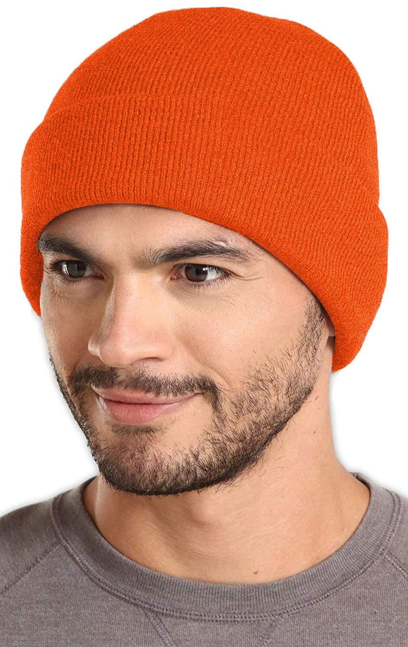 THE BLAZZE 2015 Winter Beanie Knit Hats for Men & Women - Oversized Long Slouch Beanie Cap - Warm & Soft Cold Weather Toboggan Caps (Pack Of 1, Orange) - Image 4