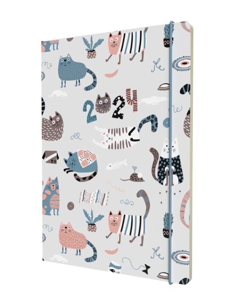 Collins Collins Maru 2024 Diary A6 Week To View Cut Flush Diary - Lifestyle Planner and Organiser for Office, Work, Personal and Home - January to December 2024 Diary - Weekly - Cats - MR163.CT-24  - Image 1