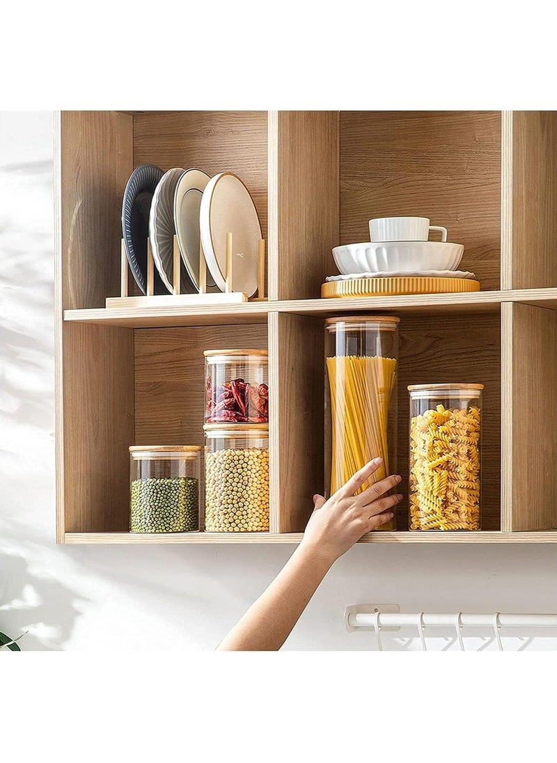 5-Piece Airtight Glass Storage Jars with Bamboo Lids - Round Stackable Kitchen Canisters Set, 550/950x2/1300/2200ml Clear Containers for Coffee, Tea, Sugar, Salt, Beans, Pasta and Dry Food Pantry Organization - pzsku/ZACCBEAC9918FE50EF8F6Z/45/_/1719665055/6fadde0d-492b-4c5e-b4a7-0995d01ee487