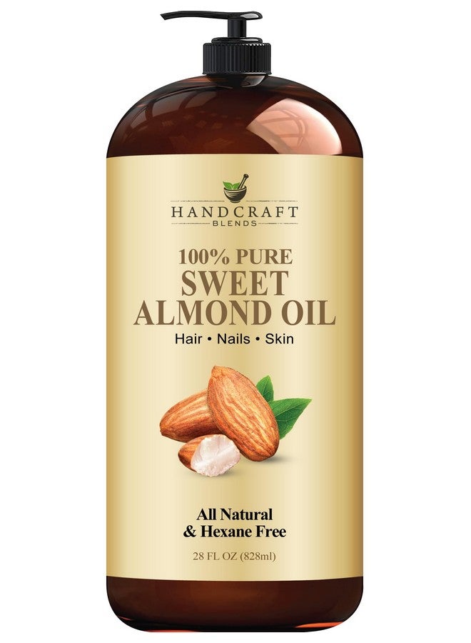 handcraft Blends Sweet Almond Oil 28 Fl Oz 100% Pure And Natural Premium Grade Oil For Skin And Hair Carrier Oil Hair And Body Oil Massage Oil Hexane Free - Image 1