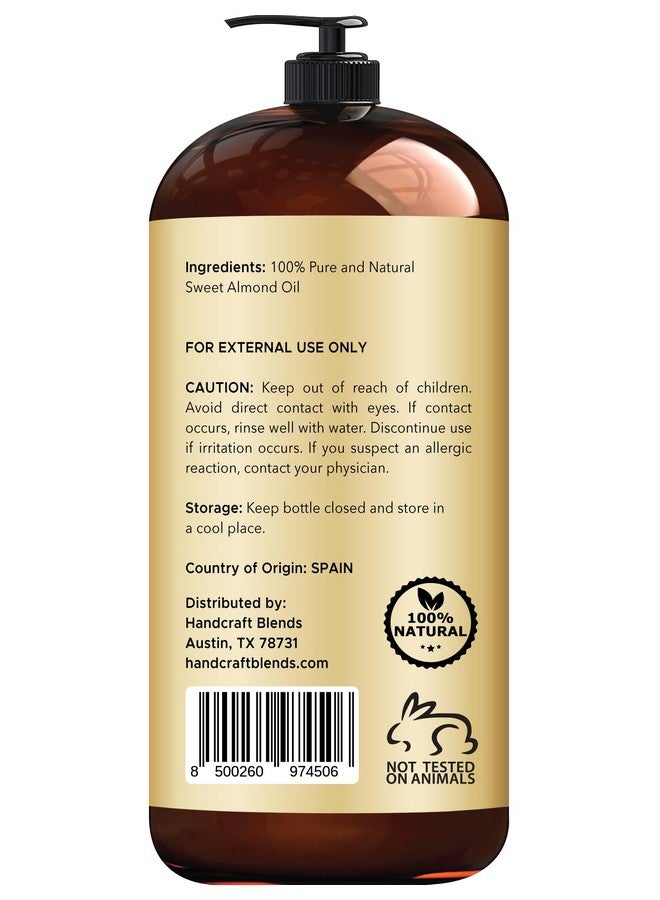 handcraft Blends Sweet Almond Oil 28 Fl Oz 100% Pure And Natural Premium Grade Oil For Skin And Hair Carrier Oil Hair And Body Oil Massage Oil Hexane Free - Image 3