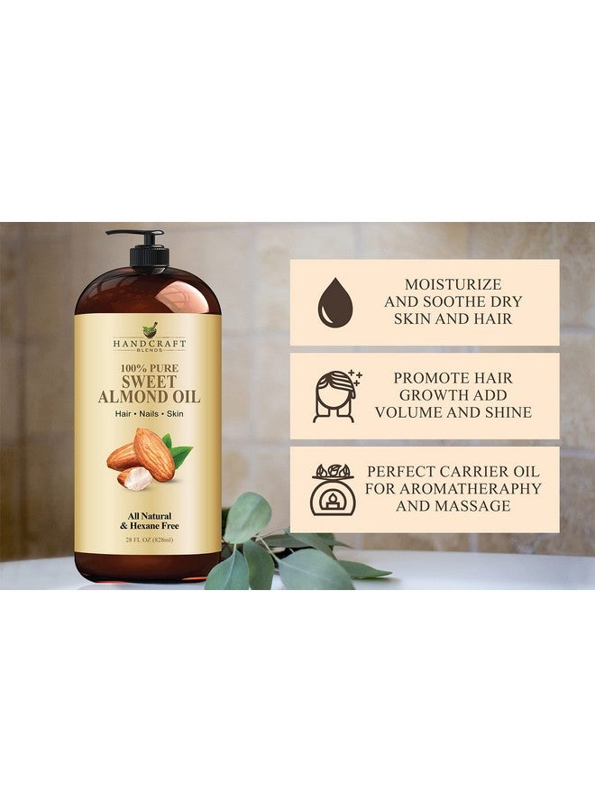 handcraft Blends Sweet Almond Oil 28 Fl Oz 100% Pure And Natural Premium Grade Oil For Skin And Hair Carrier Oil Hair And Body Oil Massage Oil Hexane Free - Image 5