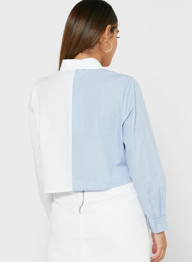 ONLY Colorblock Button Down Shirt