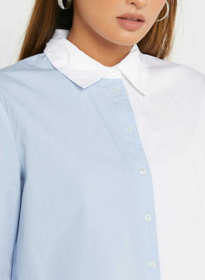 ONLY Colorblock Button Down Shirt