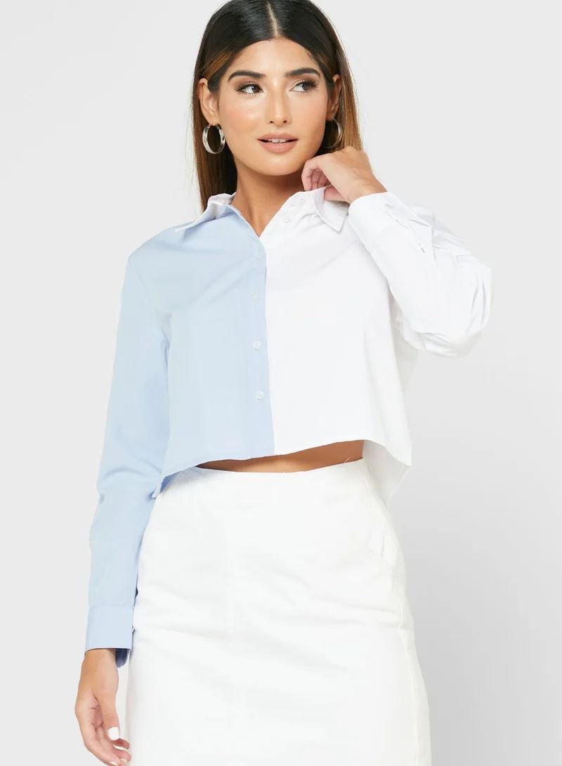ONLY Colorblock Button Down Shirt
