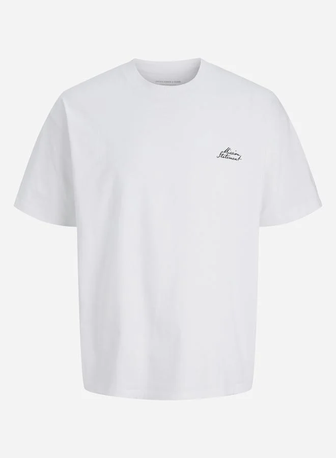 JACK & JONES White Crew Neck Script Back T-Shirt