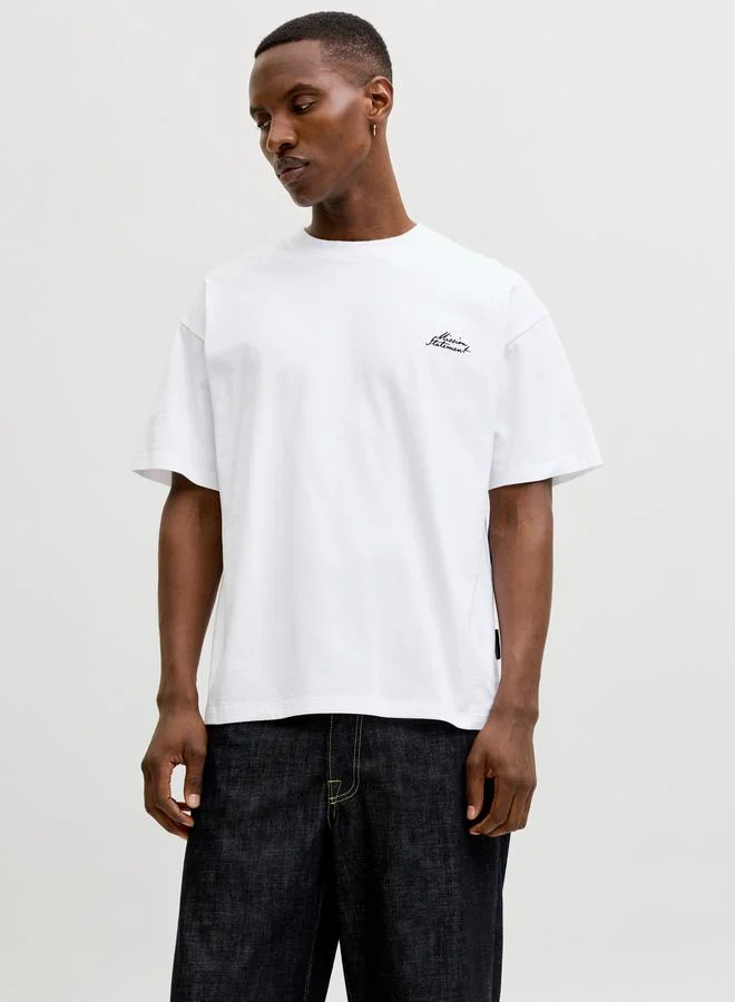 JACK & JONES White Crew Neck Script Back T-Shirt