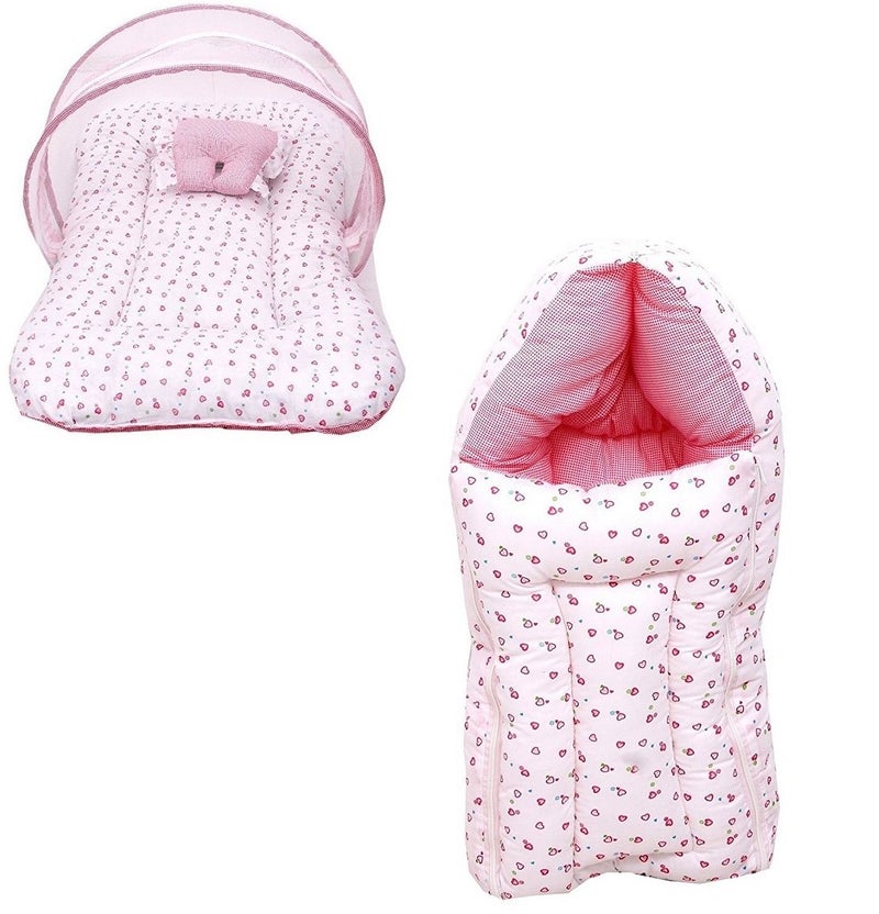 First Kids Step Baby Combo of Bedding Mattress with Mosquito Net Sleeping Cum Carry Bag 03 Months - Image 1