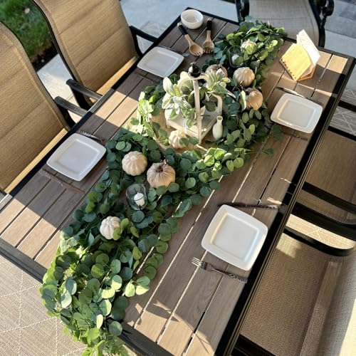 CQURE 36Pcs Eucalyptus Garland,Artificial Eucalyptus Leaves Table Greenery Garland Wreath Vines for Wedding Party Table Fireplace Bedroom Wall Decor - Image 3