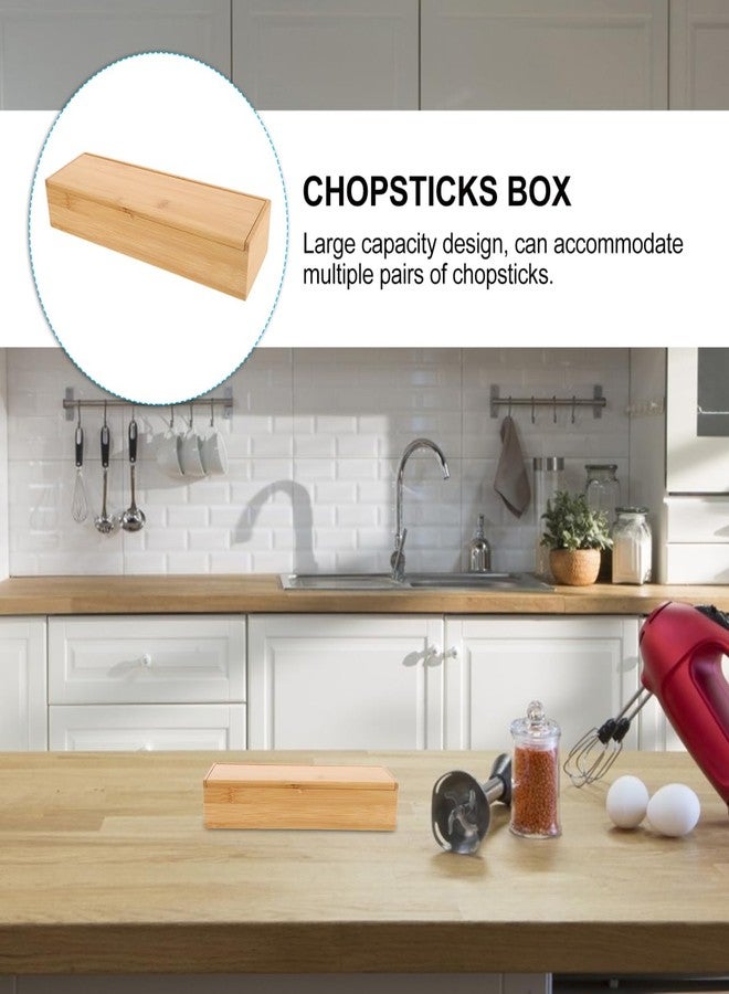 DEARMAMY Flatware Wood Tray with Lid Kitchen Cutlery Utensil Drawer Organizer Bamboo Chopsticks Box Case Silverware Countertop Storage Container for Tableware - Image 5