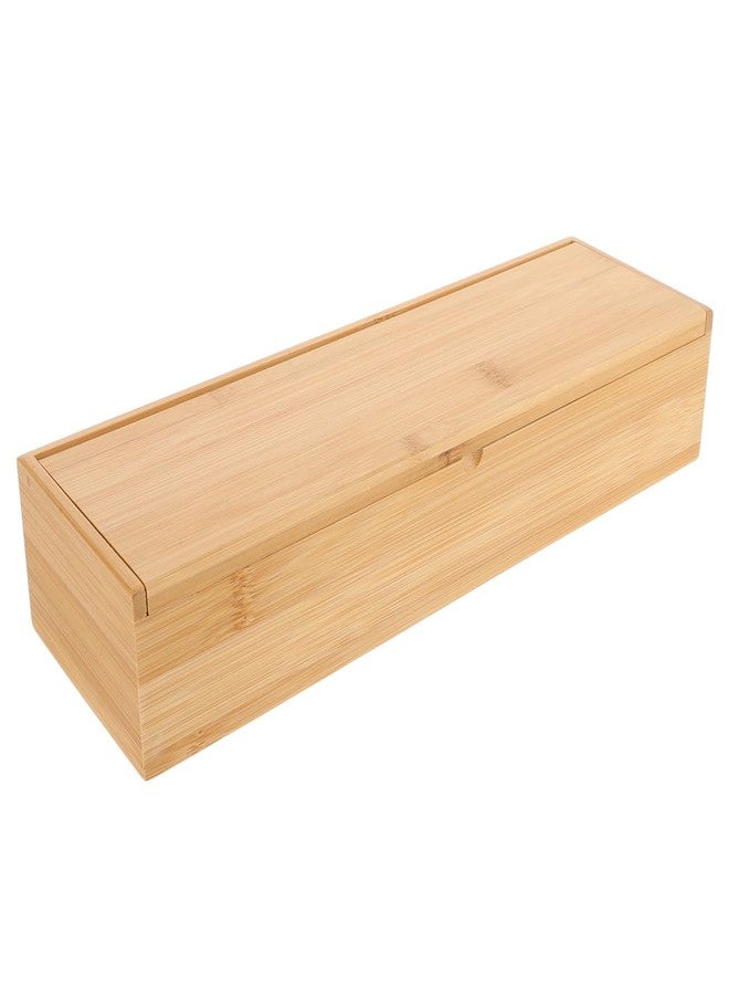 DEARMAMY Flatware Wood Tray with Lid Kitchen Cutlery Utensil Drawer Organizer Bamboo Chopsticks Box Case Silverware Countertop Storage Container for Tableware - Image 1