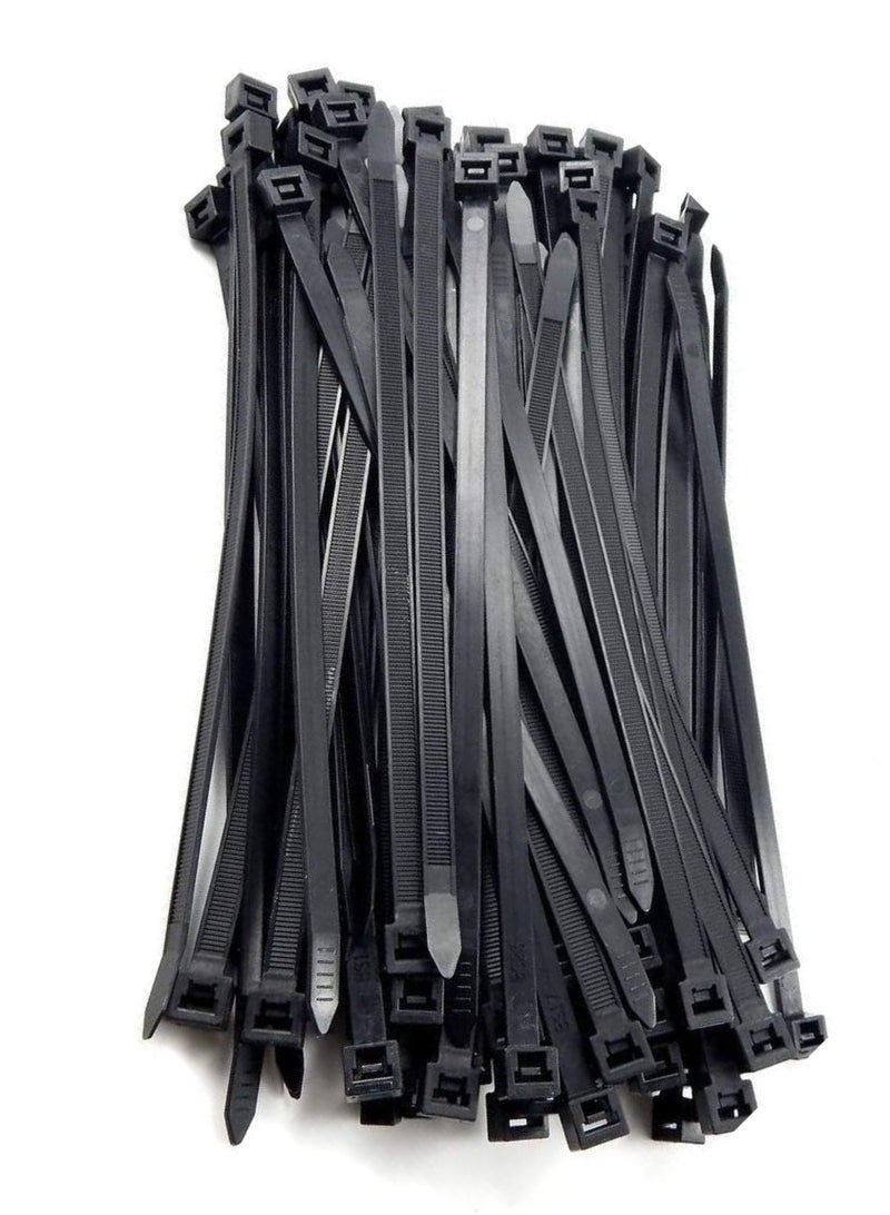 Loquat Cable Ties 200mm x 3mm - Black Nylon Zip Tie Wrap - Self-Locking for Home, Office, Garden, Garage, and Workshop (Pack of 100) - Image 1