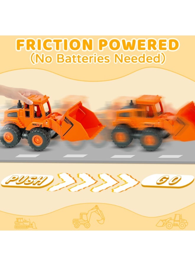 4 PCS Inertia Construction Vehicle Set , Simulation Children'S Pull Back Small Car Models , Including Excavator , Bulldozer , Claw clamp vehicle, Road roller , Friction Power Engineering Vehicle Toys , Cultivate Hand-Eye Coordination  Sensory Intelligence Development,  Boy Baby Toy Car Gift Party Favor, Red Yellow Green Orange, 14*6.3*6.8 cm - Image 2