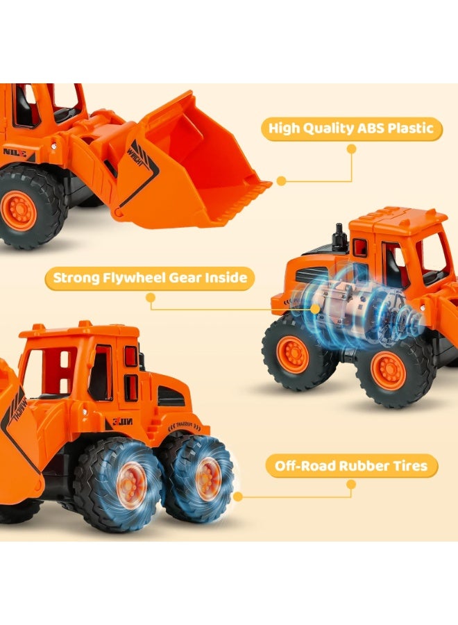 4 PCS Inertia Construction Vehicle Set , Simulation Children'S Pull Back Small Car Models , Including Excavator , Bulldozer , Claw clamp vehicle, Road roller , Friction Power Engineering Vehicle Toys , Cultivate Hand-Eye Coordination  Sensory Intelligence Development,  Boy Baby Toy Car Gift Party Favor, Red Yellow Green Orange, 14*6.3*6.8 cm - Image 5