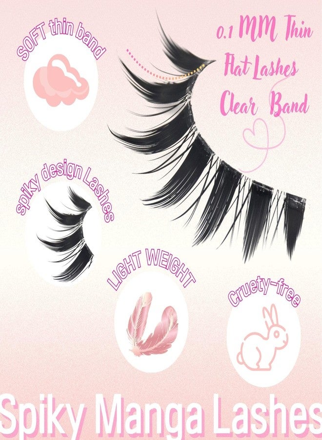 AUGENLI Manga Lashes Wispy Natural Lashes Look Clear Band False Eyelashes Natural Flared Cat eye Eyelashes False Eye Lashes Soft Fluffy Lash 10Pairs (CJX11) - Image 2