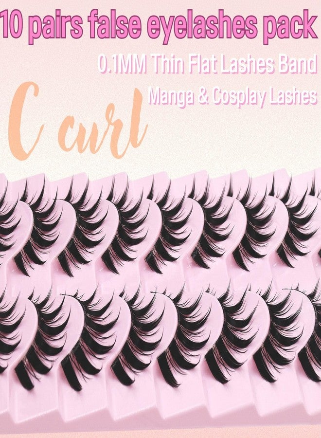 AUGENLI Manga Lashes Wispy Natural Lashes Look Clear Band False Eyelashes Natural Flared Cat eye Eyelashes False Eye Lashes Soft Fluffy Lash 10Pairs (CJX11) - Image 5