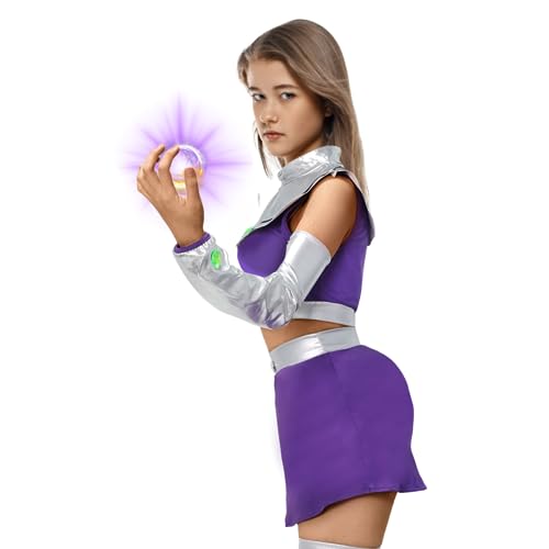 Bulex Starfire Costume Halloween Cosplay Costumes for women Masquerade Party Anime Cosplay Prop (S, Costume Set) - Image 4