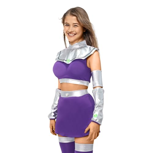 Bulex Starfire Costume Halloween Cosplay Costumes for women Masquerade Party Anime Cosplay Prop (S, Costume Set) - Image 2