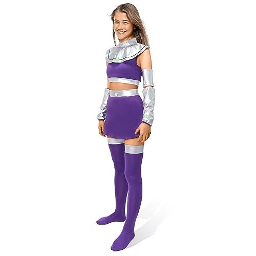 Bulex Starfire Costume Halloween Cosplay Costumes for women Masquerade Party Anime Cosplay Prop (S, Costume Set) - Image 3