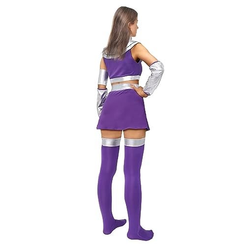 Bulex Starfire Costume Halloween Cosplay Costumes for women Masquerade Party Anime Cosplay Prop (S, Costume Set) - Image 5