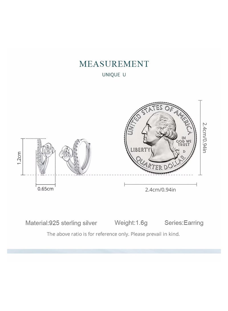 KASTWAVE Flower Split Huggie Earrings for Women, 925 Sterling Silver Flower Zirconia Small Hoop Earrings, Hypoallergenic Lightweight Earrings for Women Grils Jewelry Gift - Image 5