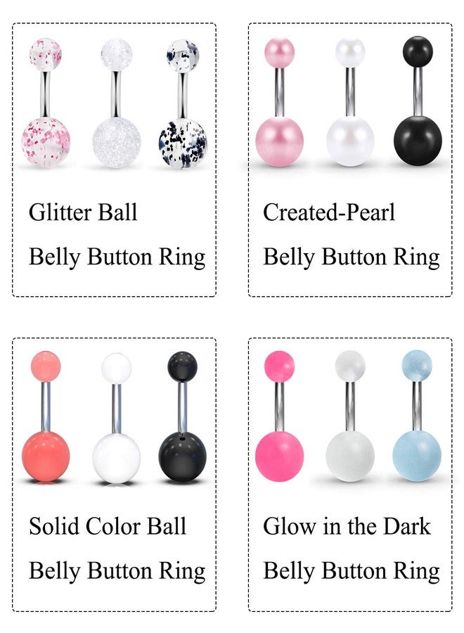Ftovosyo 12PC Belly Button Rings Banana Barbells 14G Surgical Steel Bar Mix Color Body Piercing Jewelry for Women Pink Black - Image 3