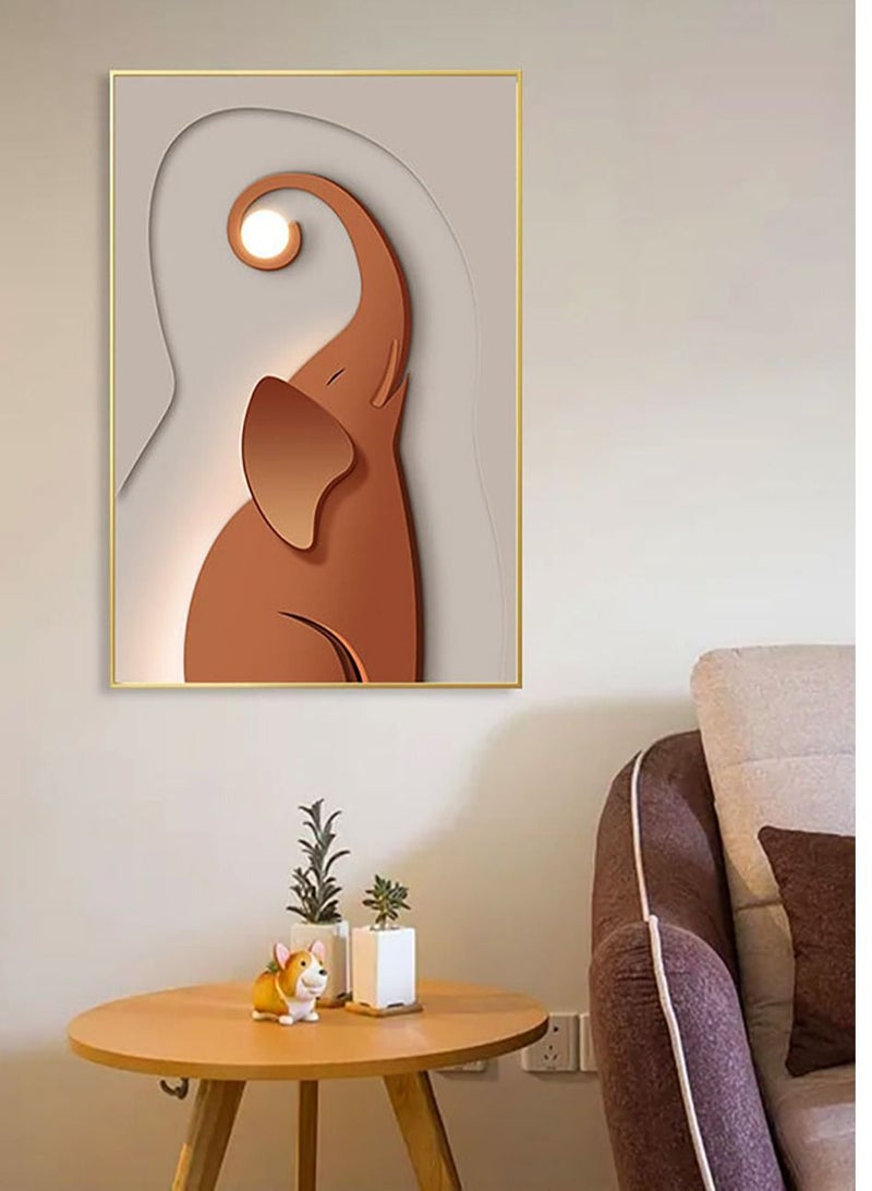 Merry Moments Modern Animal Canvas Paintings Sketch Poster Print Wall Art Pictures for Living Room Bedroom Home Decor with Gold Colour Frame 50X70cm Elephant  - Image 1