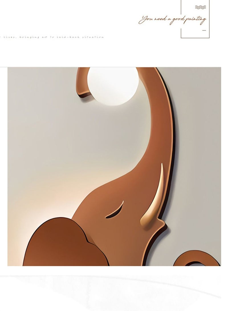 Merry Moments Modern Animal Canvas Paintings Sketch Poster Print Wall Art Pictures for Living Room Bedroom Home Decor with Gold Colour Frame 50X70cm Elephant  - Image 3