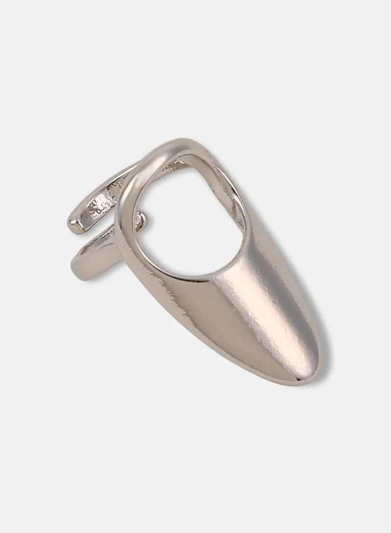 SOHI  Women The Piercer Nail Ring Set | Metallic Silver Colour | Set Of 2 | One-Size | Artificial Stone Alloy Material | Adjustable Closure | Ring For Casual & Evening Wear for Women | Best Price UAE