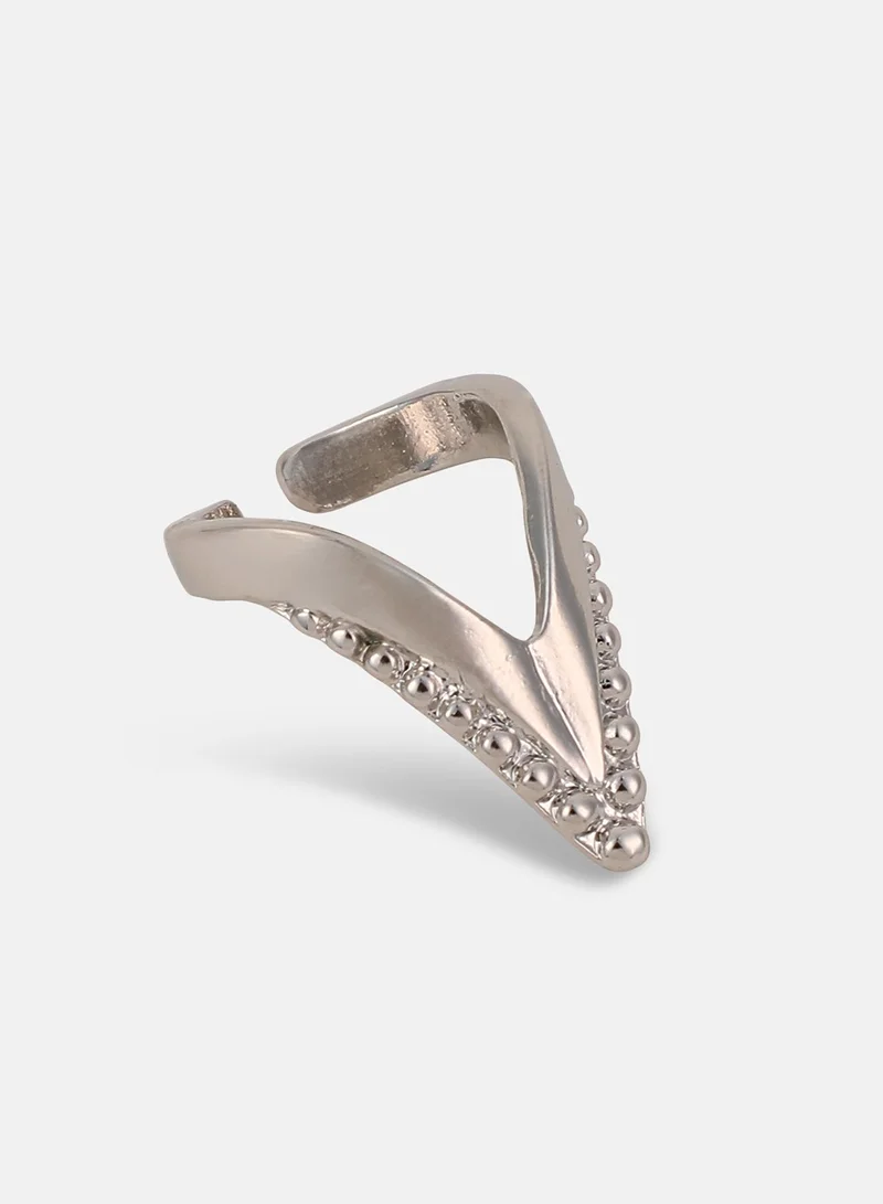 SOHI  Women The Piercer Nail Ring Set | Metallic Silver Colour | Set Of 2 | One-Size | Artificial Stone Alloy Material | Adjustable Closure | Ring For Casual & Evening Wear for Women | Best Price UAE