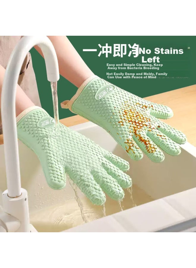 Xingyu Silicone Heat-resistant Gloves, 2 Pieces, One Size Fits All, Kitchen Microwave Oven Baking Thickened High-temperature Insulation Protective Gloves - Image 3
