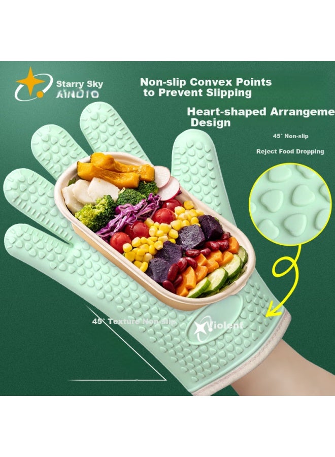 Xingyu Silicone Heat-resistant Gloves, 2 Pieces, One Size Fits All, Kitchen Microwave Oven Baking Thickened High-temperature Insulation Protective Gloves - Image 4