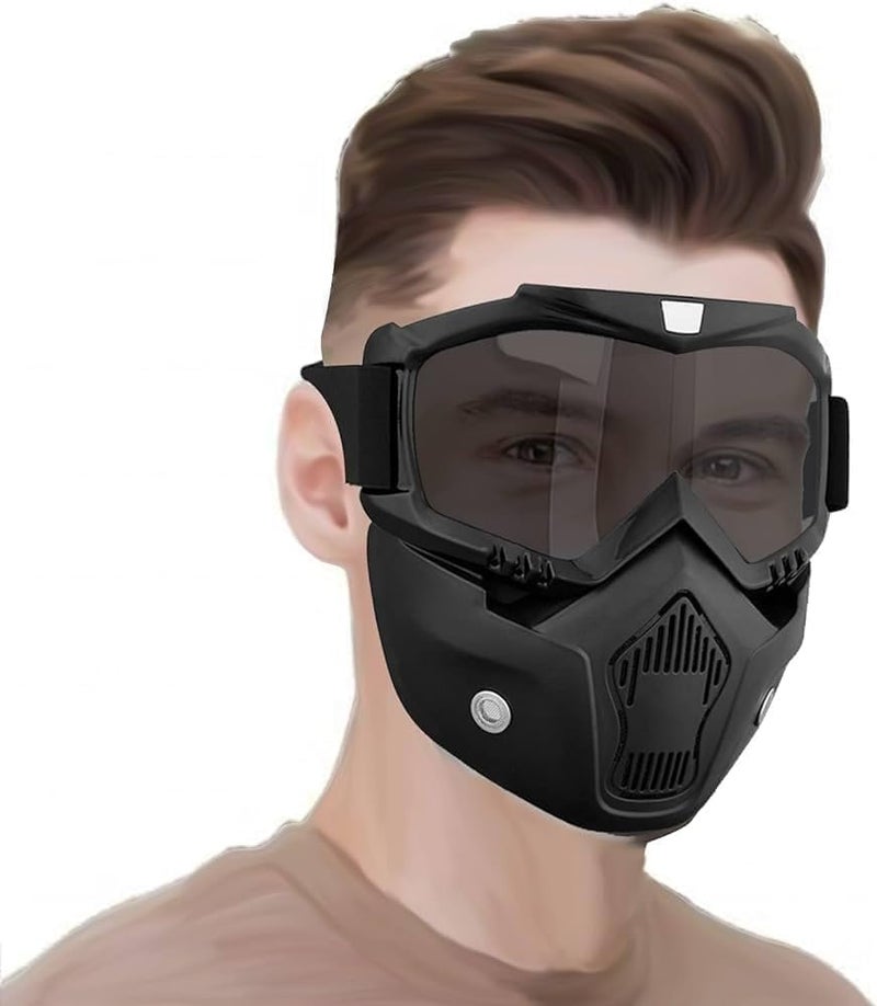 Sixfire Goggle Mask Anti Scratch UV Protective Open Face & Eyewear Windproof Dirt Shield Adjustable Strap Soft Foam Padded Detachable for Cycling Bike Off Road Racing Riding Unisex (Black) - Image 1