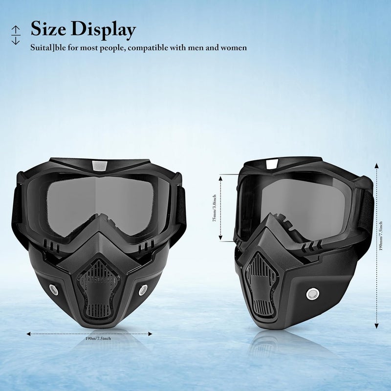 Sixfire Goggle Mask Anti Scratch UV Protective Open Face & Eyewear Windproof Dirt Shield Adjustable Strap Soft Foam Padded Detachable for Cycling Bike Off Road Racing Riding Unisex (Black) - Image 5