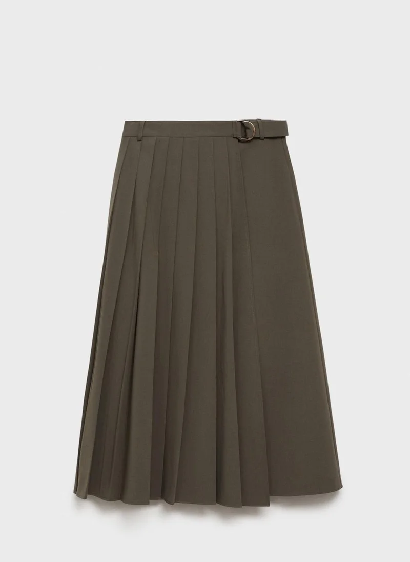 MANGO Camila Pleated Belt Skirt